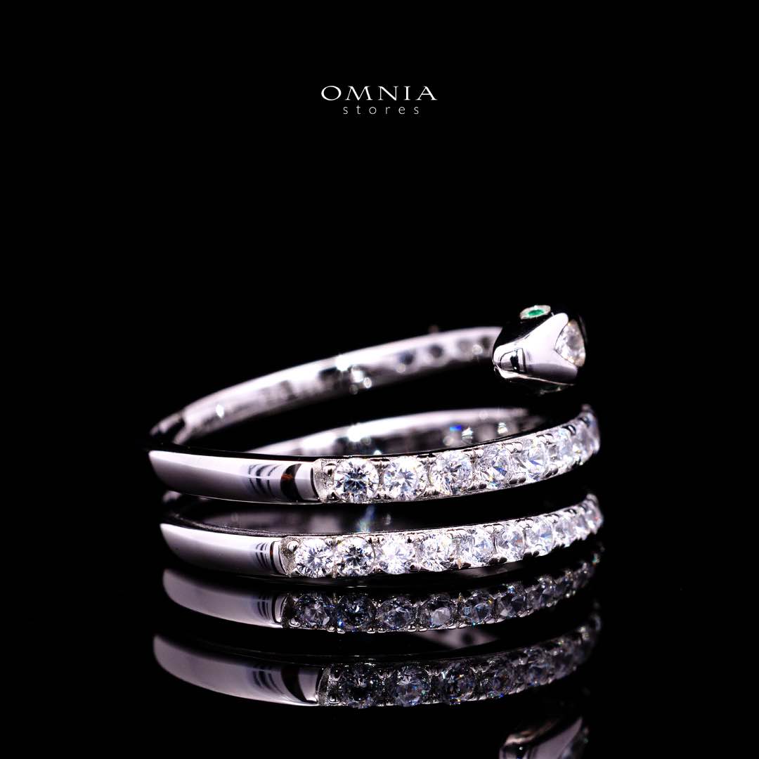 Omnia Sidra White Ring With High Quality Simulated Diamonds In 925 Silver