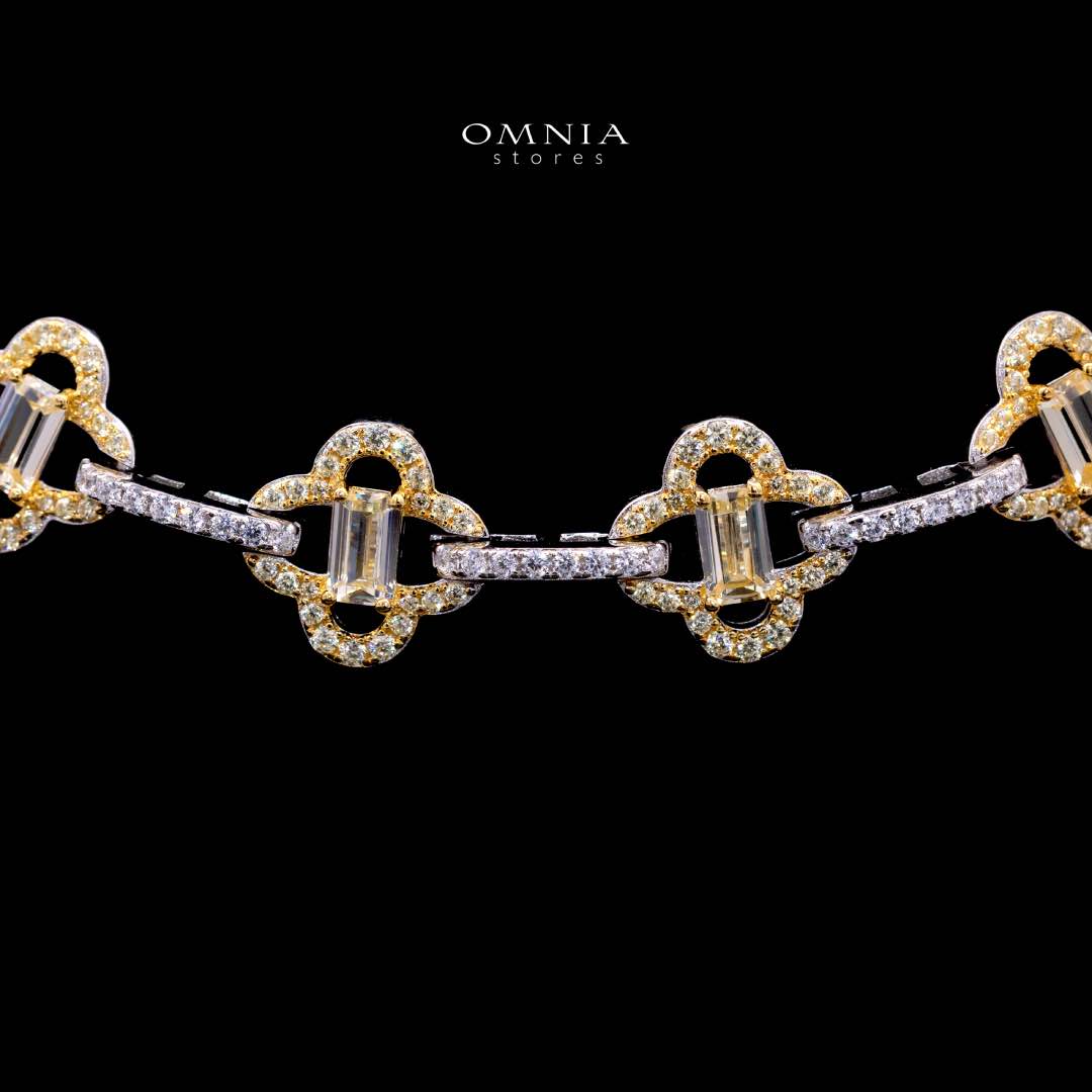 Omnia Amna Gold and White Necklace in 925 Silver High Quality Simulated Diamonds - OMNIASTORES UAE
