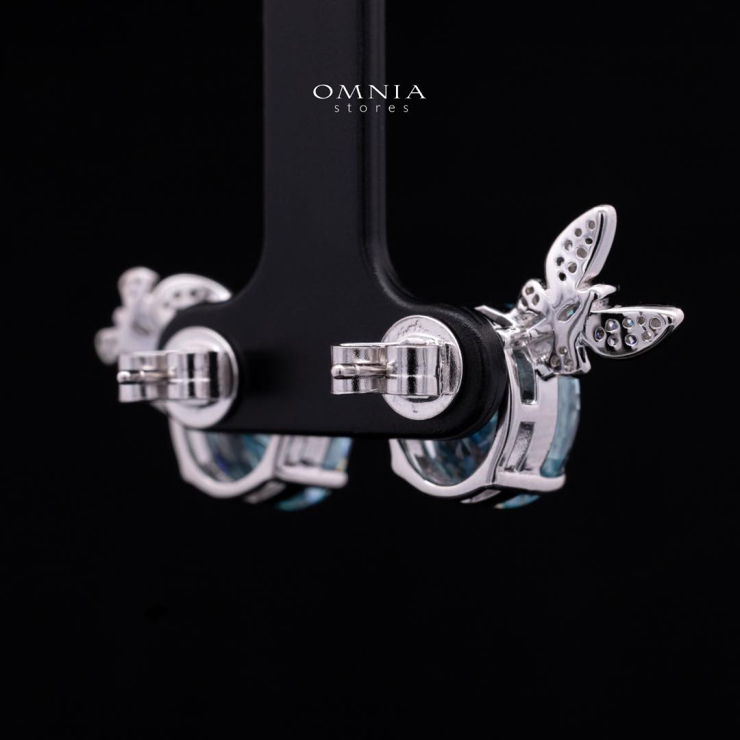 Omnia Maysun Baby Blue Earrings in 92.5 Silver with High Quality Simulated Diamonds - OMNIASTORES UAE