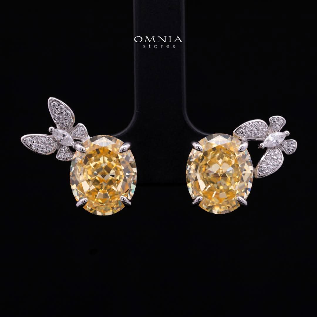 Omnia Maysun Yellow Earrings In 925 Silver High Quality Simulated Diamonds