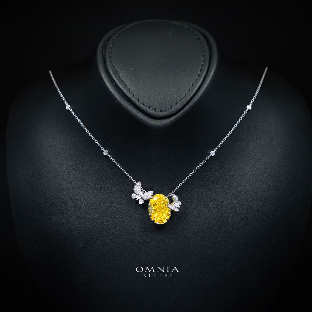 Omnia Maysun Yellow Necklace In 925 Silver High Quality Simulated Diamonds