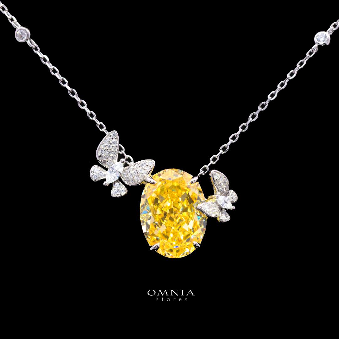 Omnia Maysun Yellow Necklace In 925 Silver High Quality Simulated Diamonds