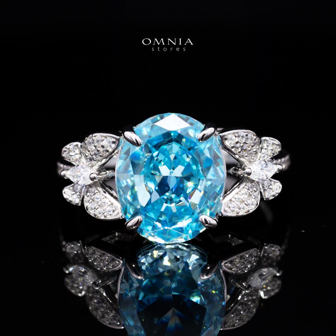 Omnia Maysun Baby Blue Full Set In 925 Silver High Quality Simulated Diamonds