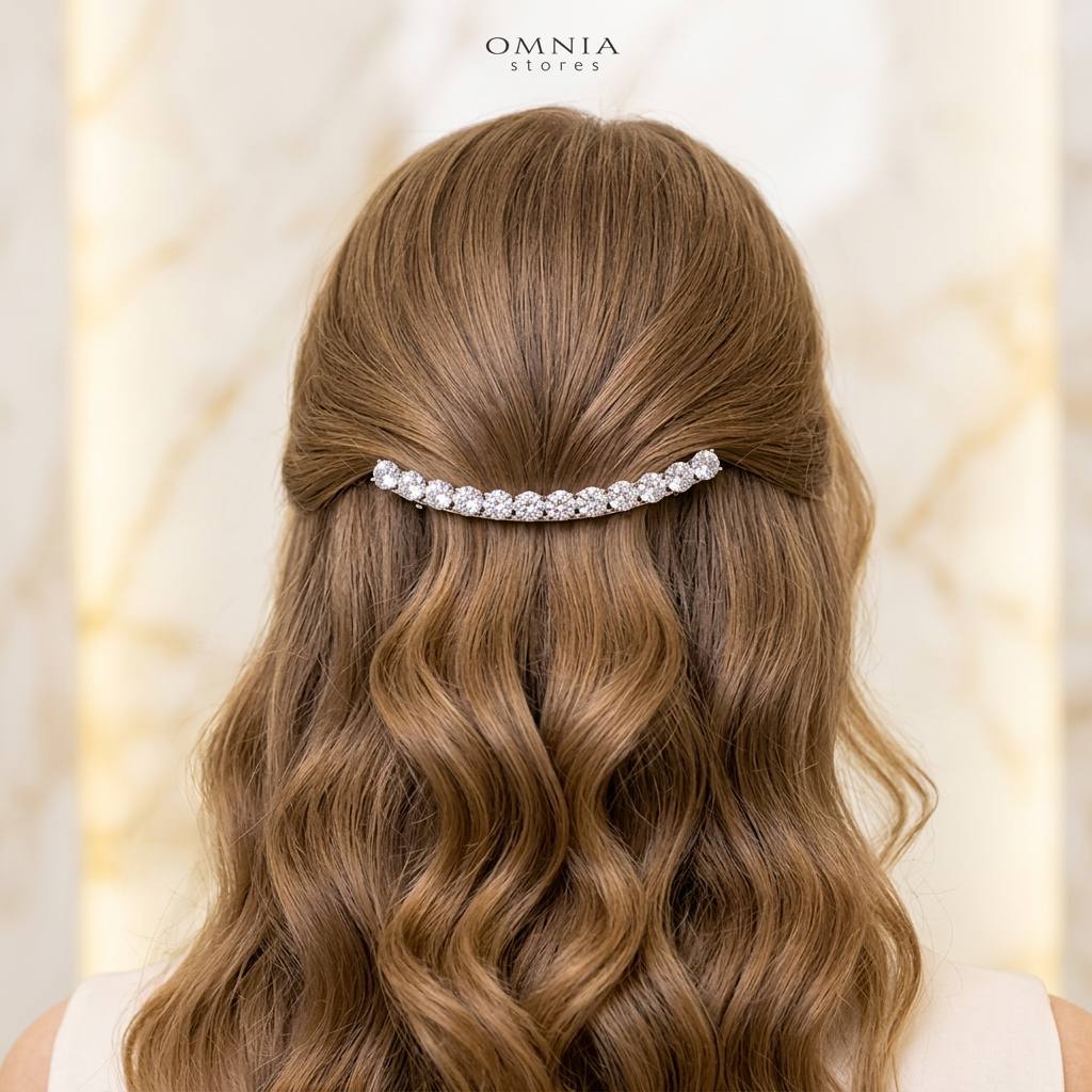 Omnia Saja White Hair Clip In 925 Silver High Quality Lab Crafted Stones - OMNIASTORES UAE