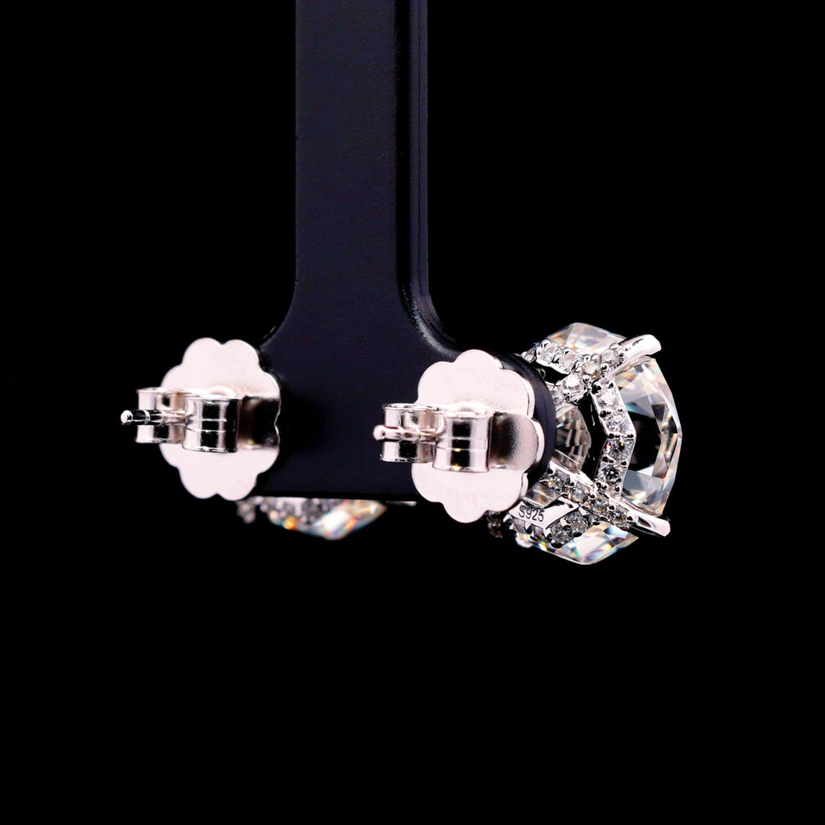 Shaima Earrings with Certificate | High-Quality Simulated Diamonds in 925 Sterling Silver back