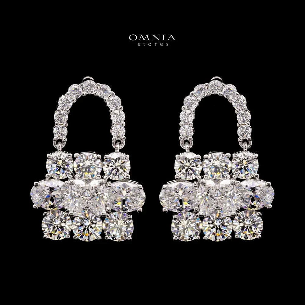 Aila White Lock Design Luxury Earrings with Premium Simulated Diamonds Rhodium-Plated Alloy
