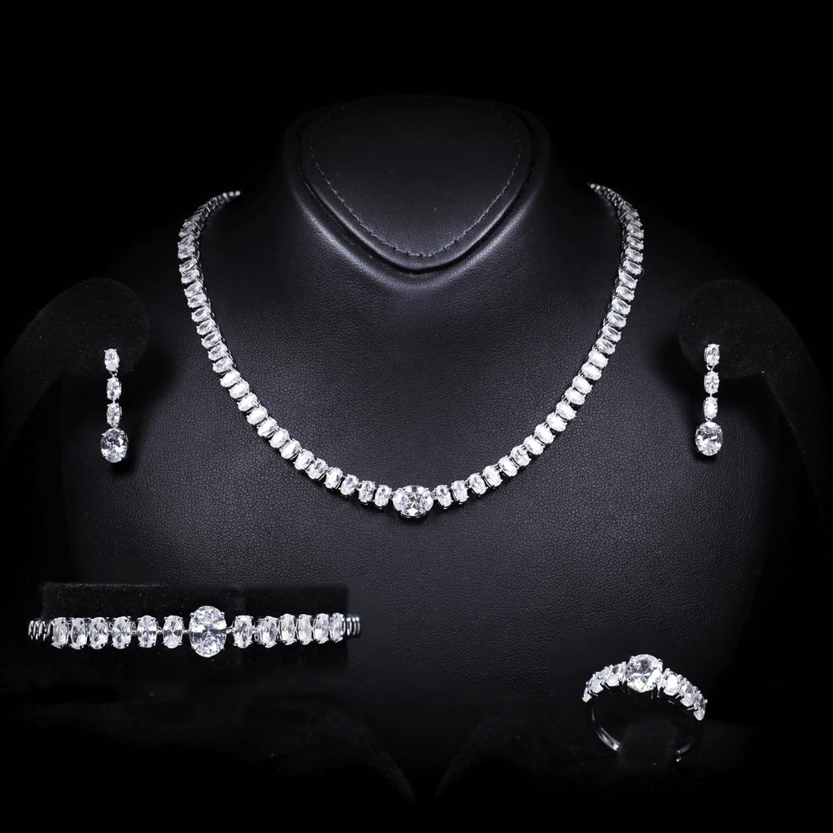 Arrah White Luxury Bridal Full Set | 925 Sterling Silver with High-Quality Simulated Diamonds