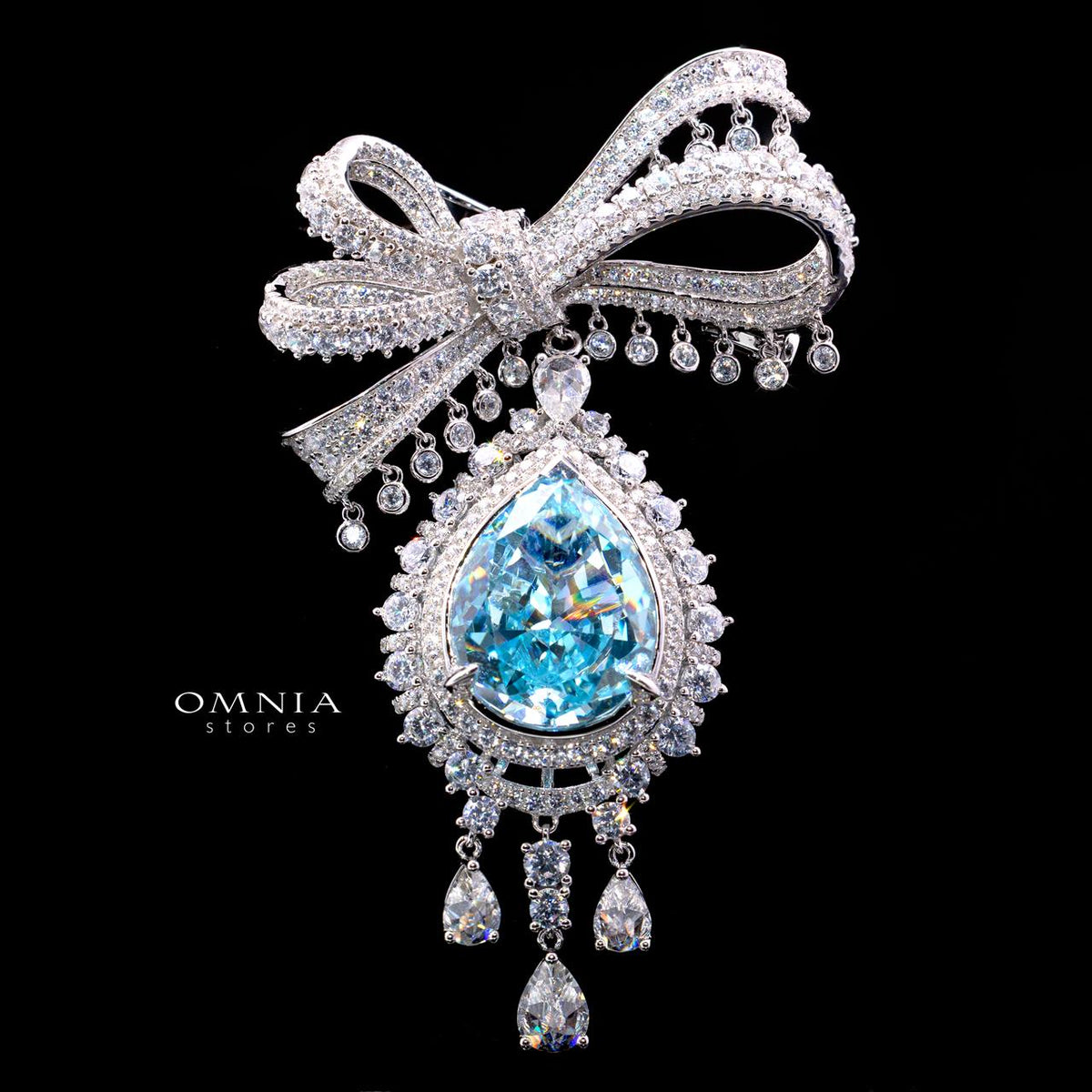 Alani Baby Blue Brooch with Certified High-Quality Premium Simulated Diamonds in 925 Sterling Silver