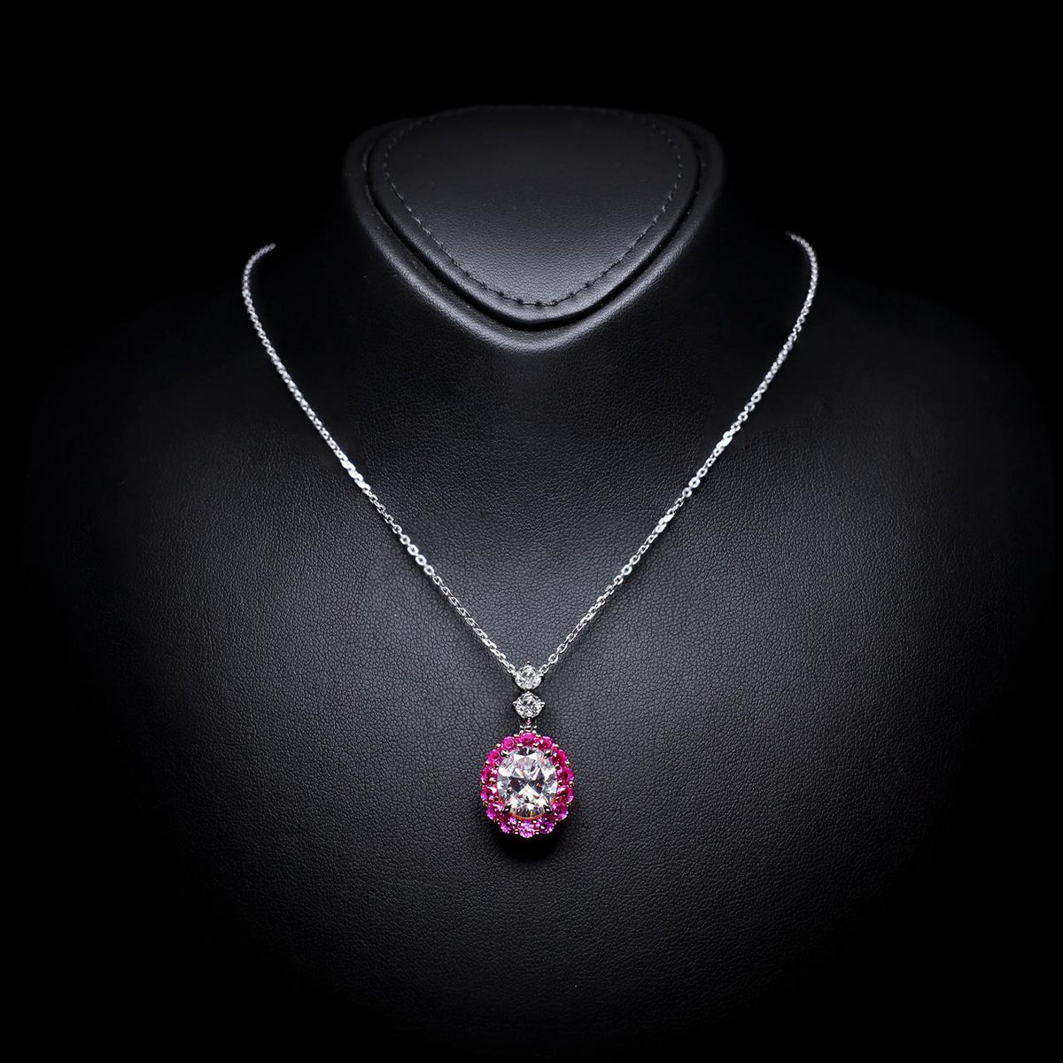 Areej Pink Necklace with Certificate | High-Quality Simulated Diamonds in 925 Sterling Silver