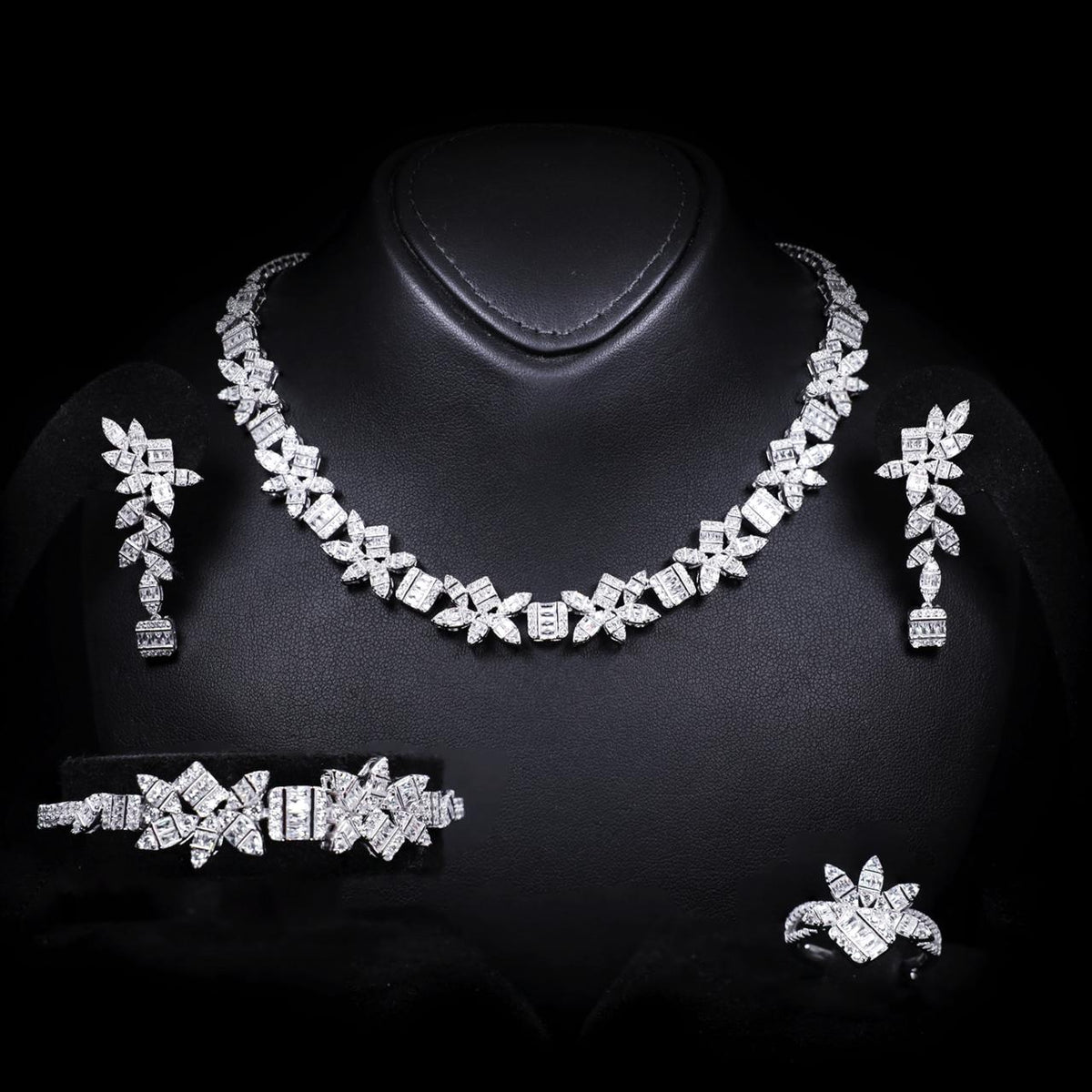 Ayanah White Luxury Bridal Full Set | 925 Sterling Silver with High-Quality Simulated Diamonds