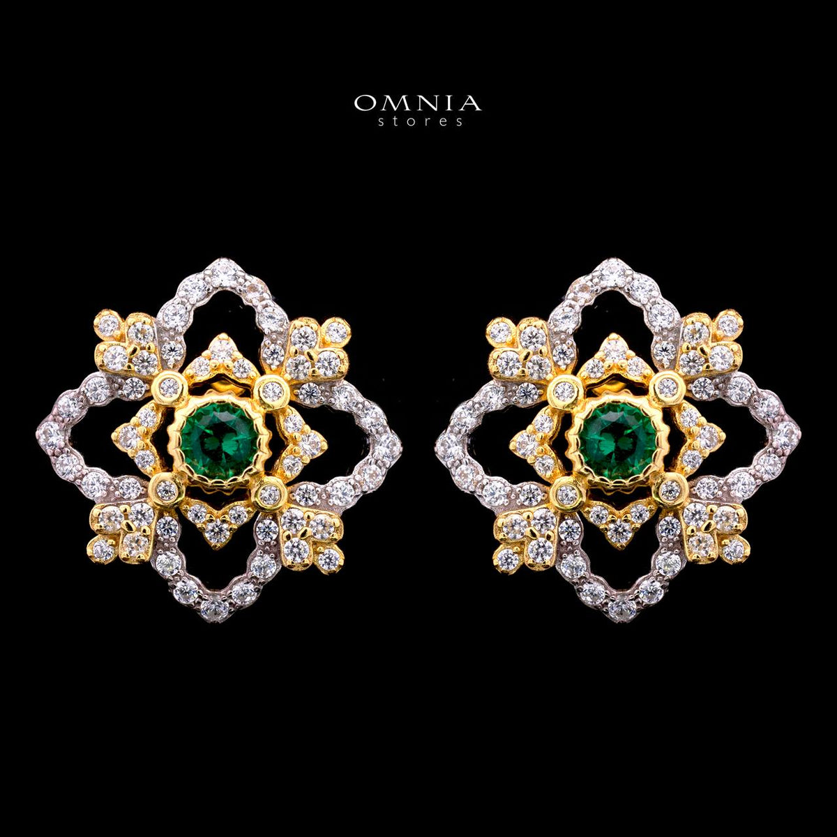 Aureliana Gold Plated Earrings with Certified High-Quality Simulated Diamonds in 925 Sterling Silver