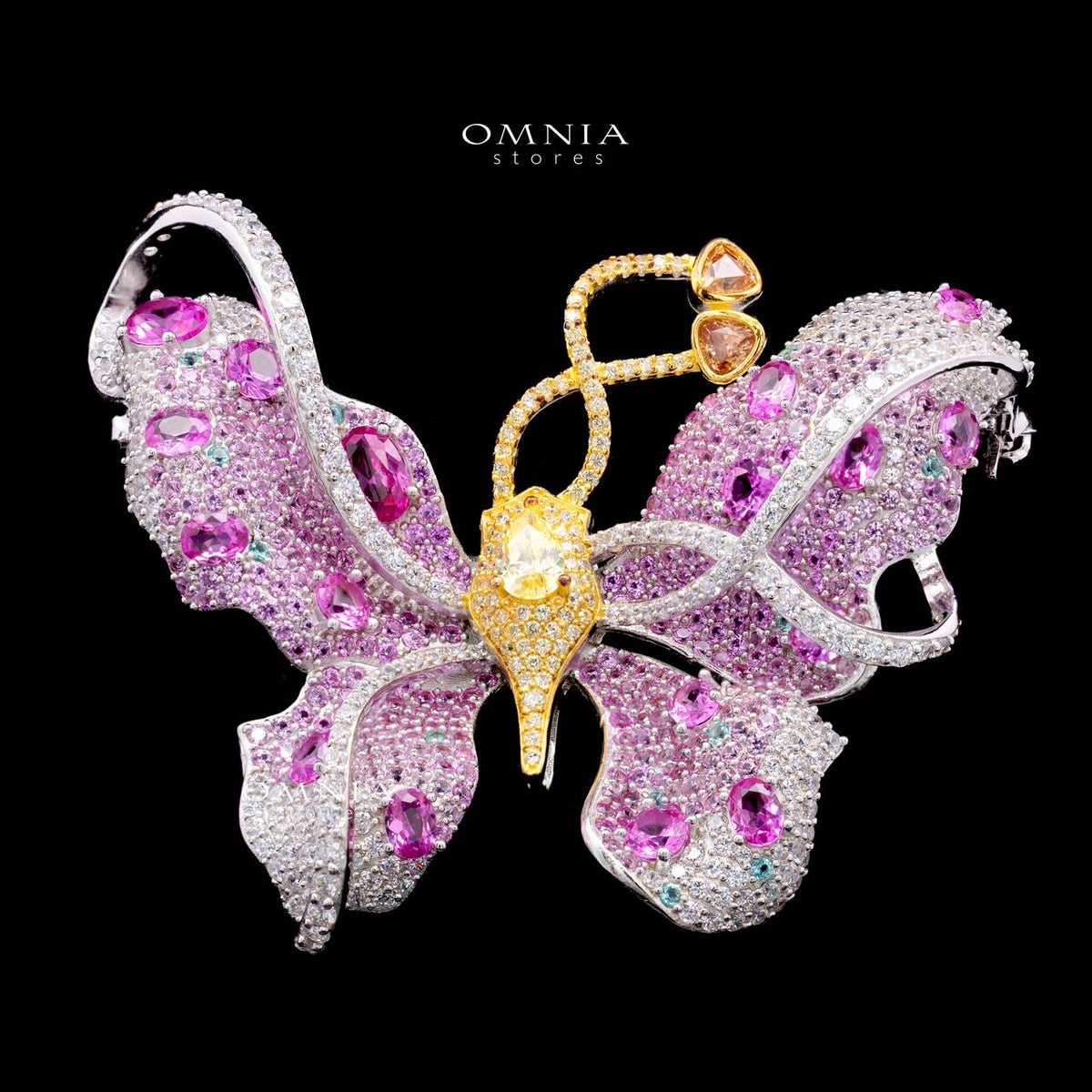 Issa Butterfly Brooch with High-Quality Premium Simulated Diamonds in 925 Sterling Silver