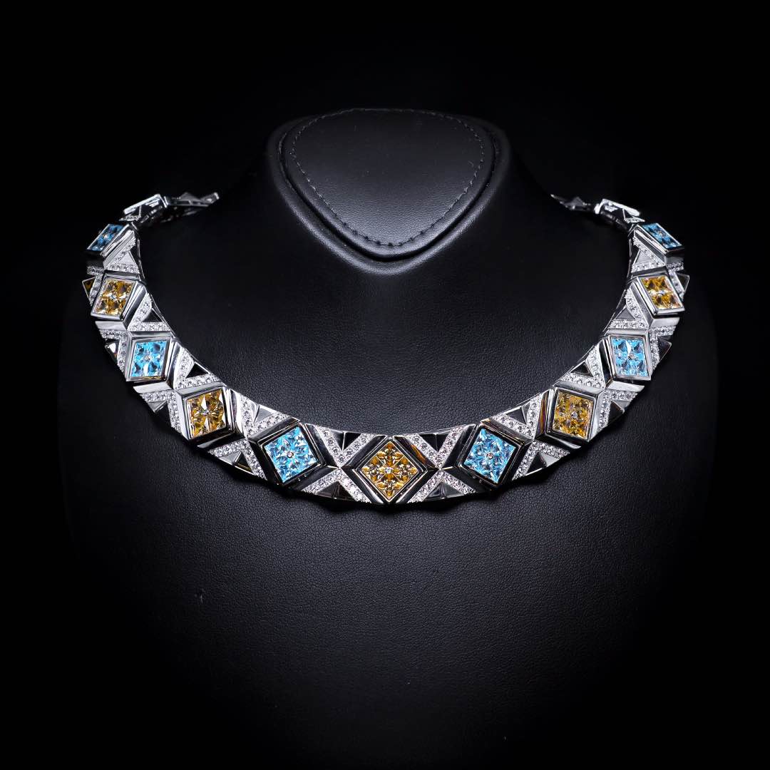 Omnia Parnaz Multi Color Necklace In 925 Silver Certified High Quality Lab Crafted Stones