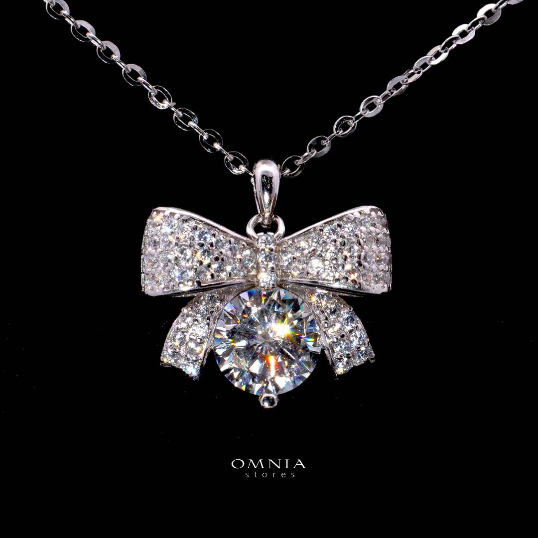 Omnia Asayel Silver Necklace in 925 Silver with High-Quality White Moissanite Stones - OMNIASTORES UAE