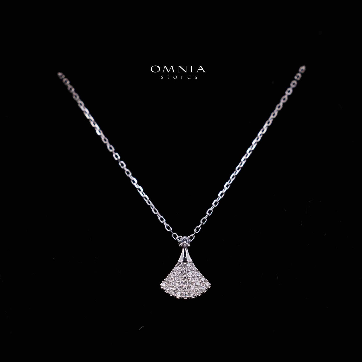 Shidha White Fan Design Silver Necklace and Earrings Set in 925 Silver with High-Quality Premium Simulated Diamonds
