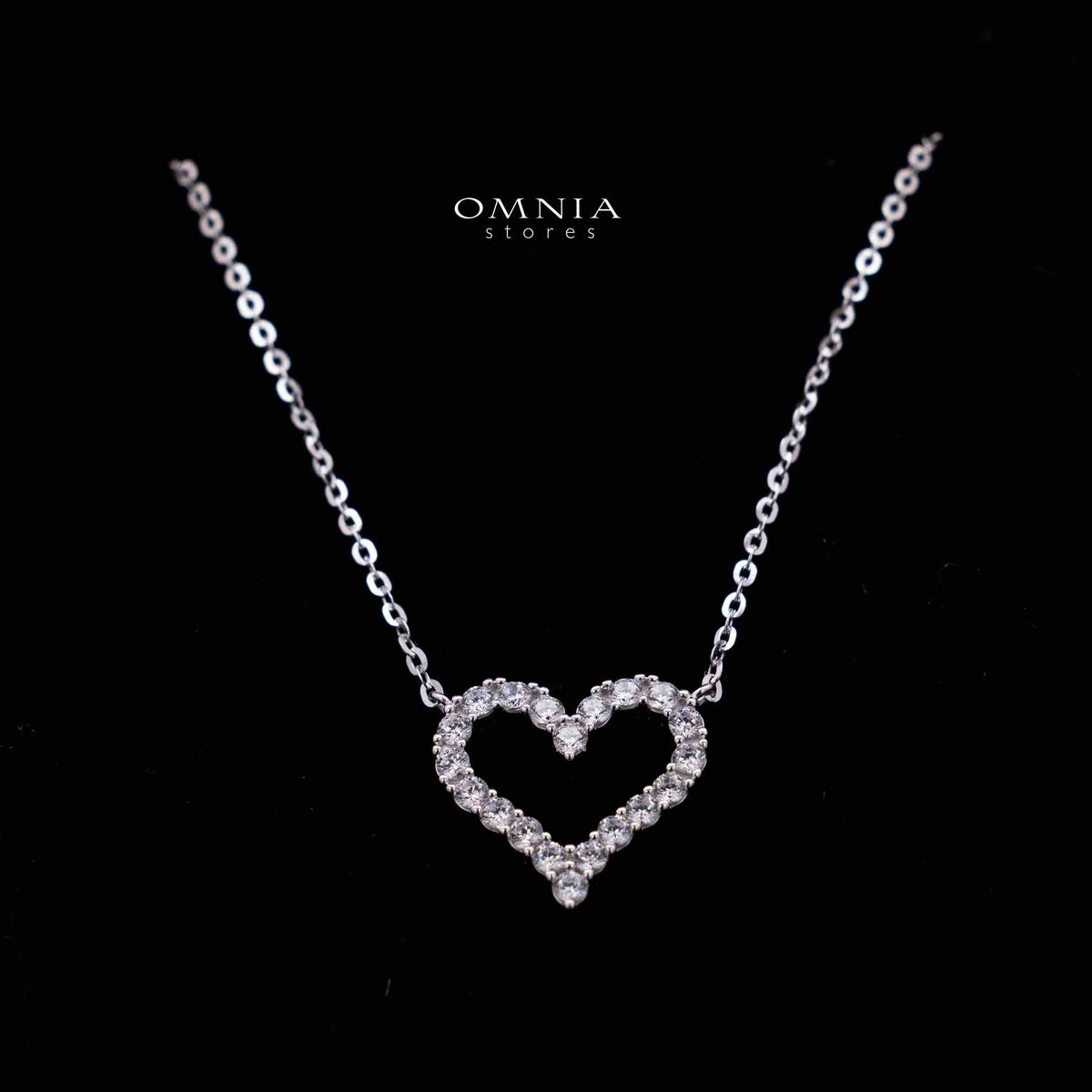 shahana White Heart Design Silver Necklace and Earrings Set in 925 Silver with High-Quality Premium Simulated Diamonds