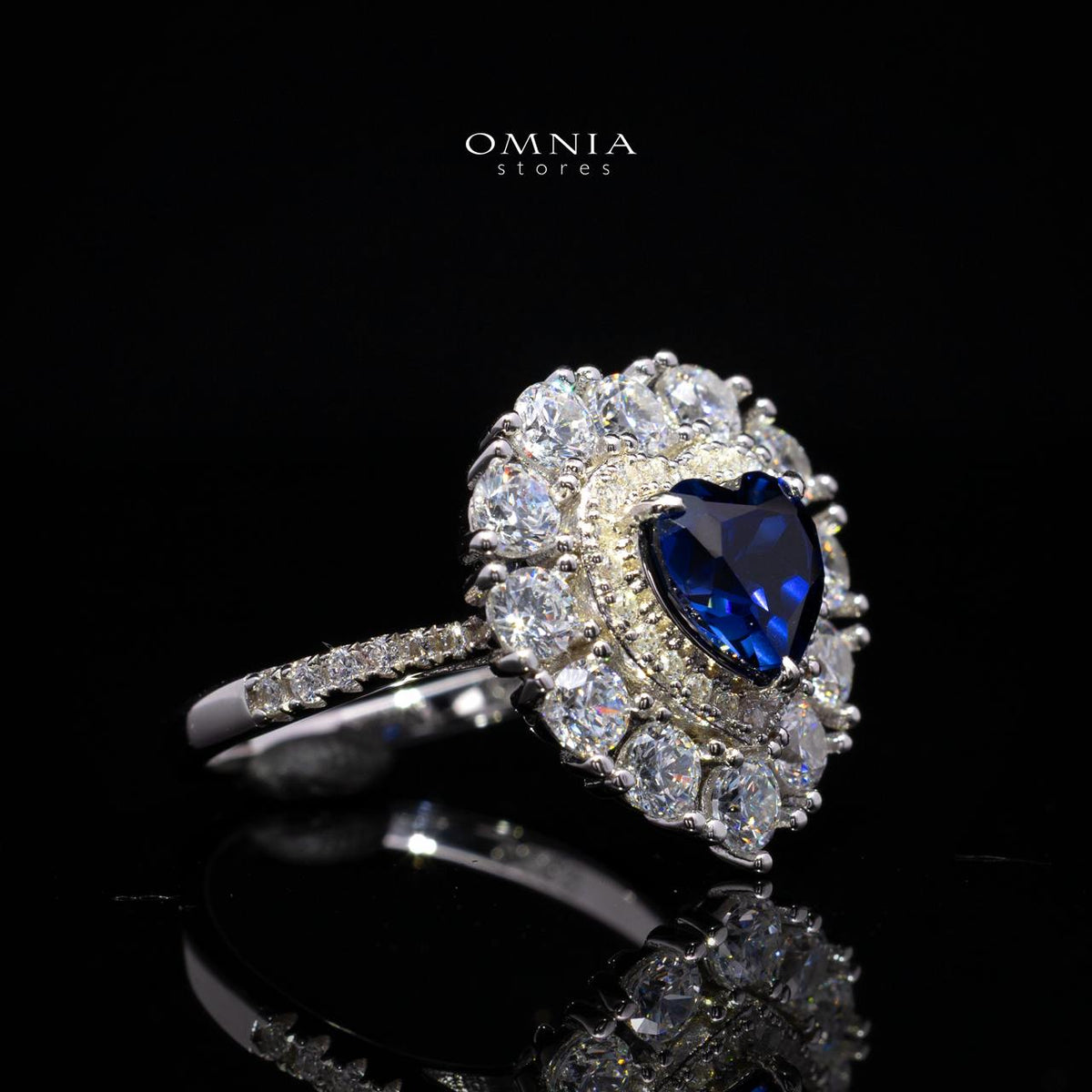 Janiya Blue Lab-Grown Sapphire Ring with GRC Certificate, Heart 6×6mm, in 925 Sterling Silver