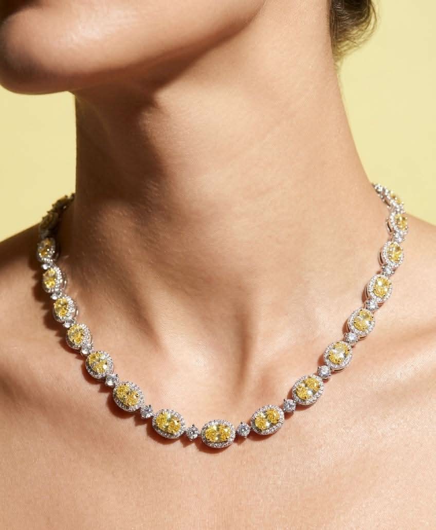 Omnia Asiya Yellow Necklace 925 Silver In High Quality Simulated diamonds