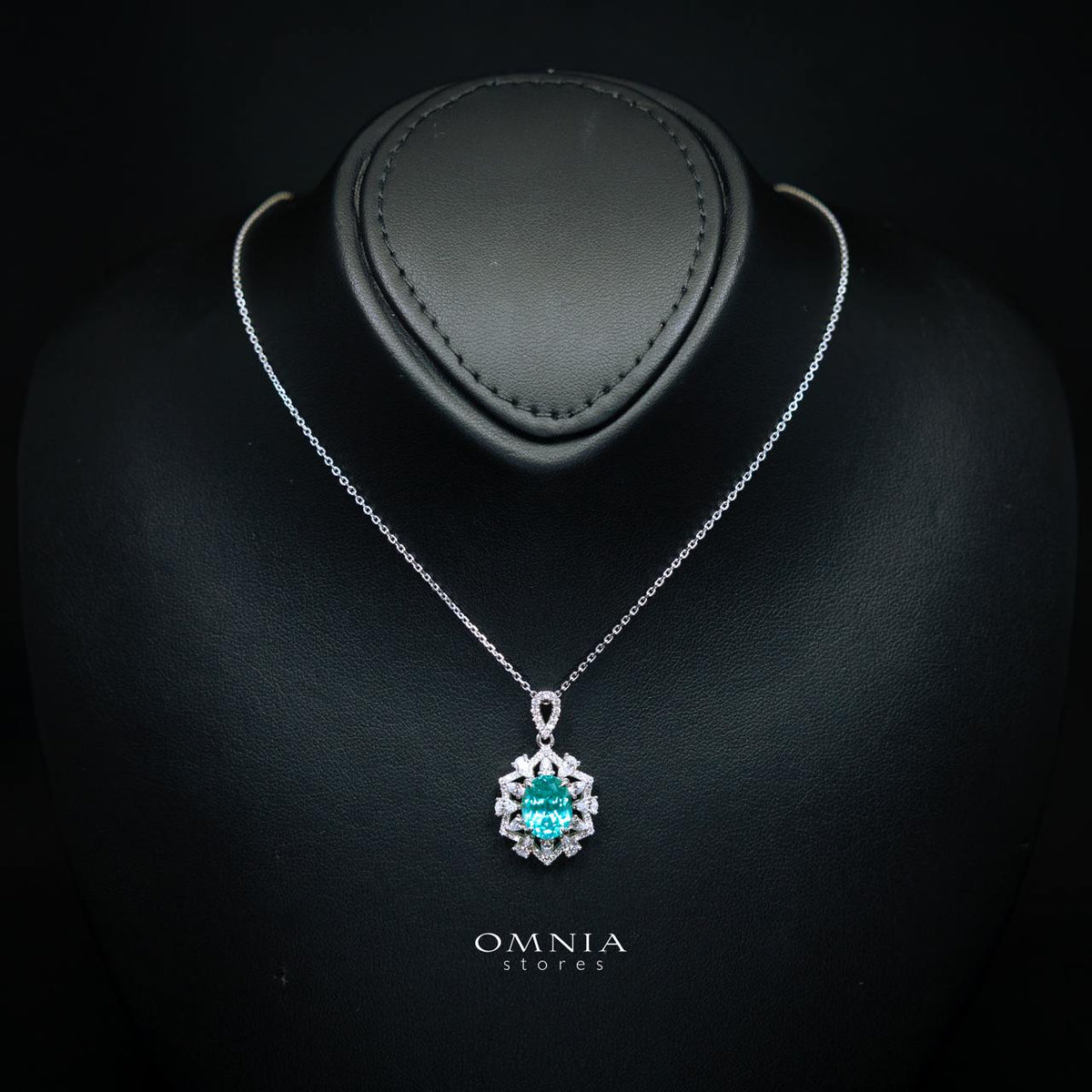 Rachel Lab-Grown Paraiba Necklace with GRC Certificate, Oval 6x8mm in 925 Sterling Silver