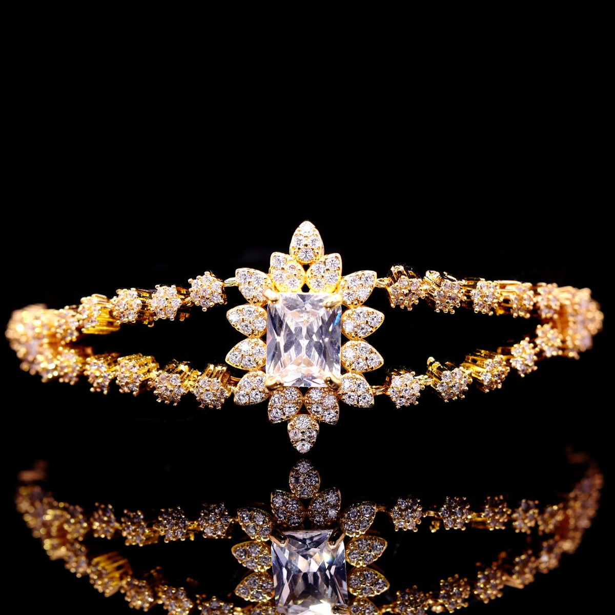 Blair Gold Bridal Full Set with Marquise and Emerald-Cut High-Quality Simulated Diamonds Premium Rhodium Plated