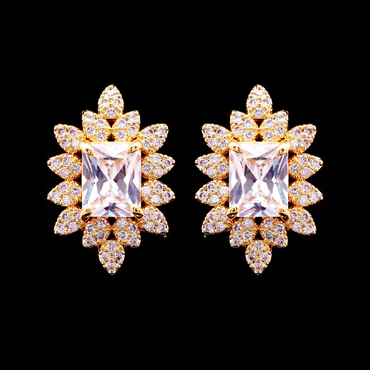 Blair Gold Bridal Full Set with Marquise and Emerald-Cut High-Quality Simulated Diamonds Premium Rhodium Plated