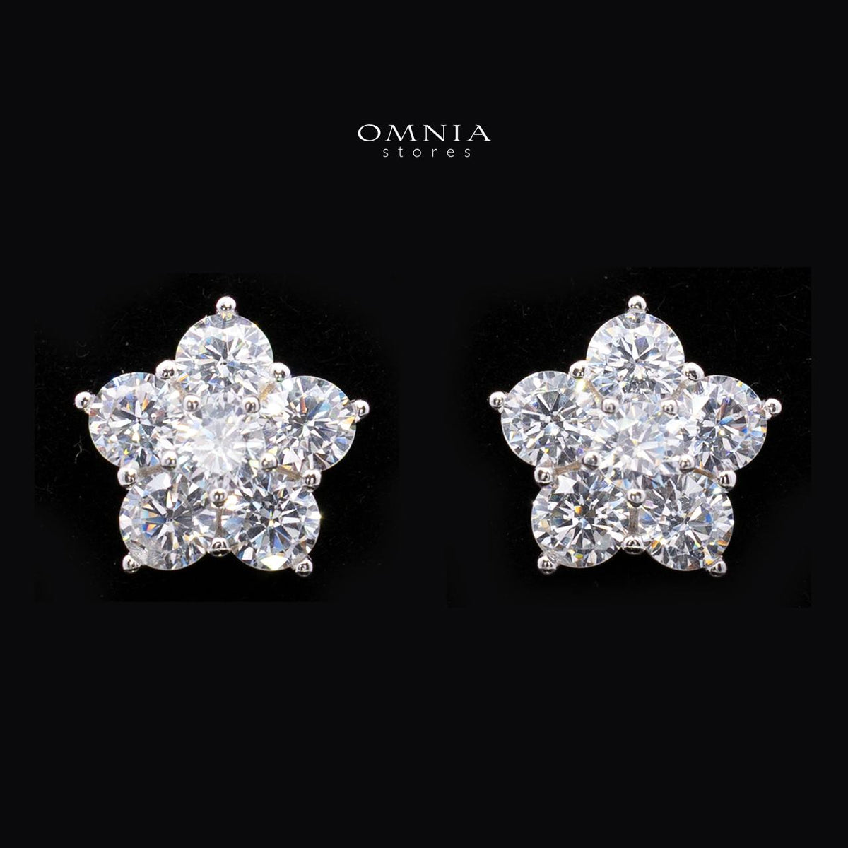 Averlyn Floral Cluster Necklace and Earrings Set in 925 Sterling Silver with Premium Simulated Diamonds