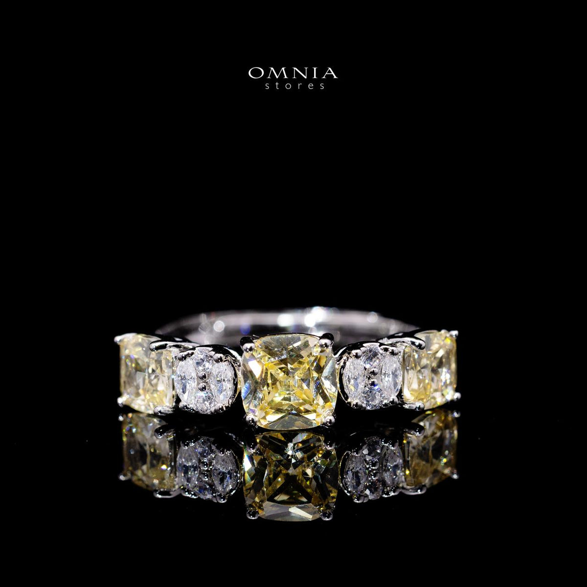 Maisie Yellow Luxury Bridal Full Set with High-Quality Simulated Diamonds – Rhodium Plated
