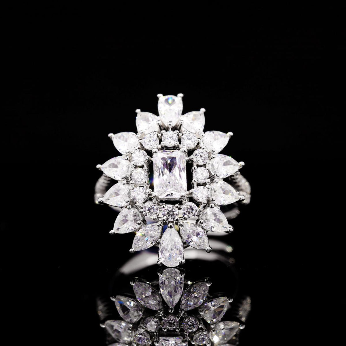 Carmela White Luxury Bridal Full Set with High-Quality Zircon Stones Rhodium Plated