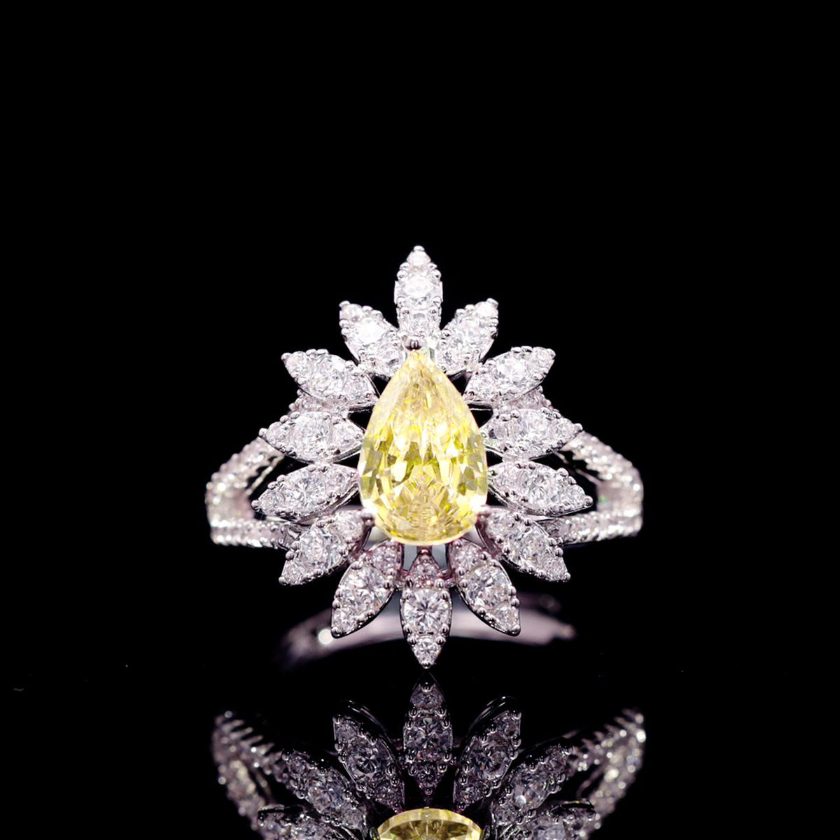 Myra Yellow Luxury Bridal Full Set with High-Quality Zircon Stones Rhodium-Plated Finish