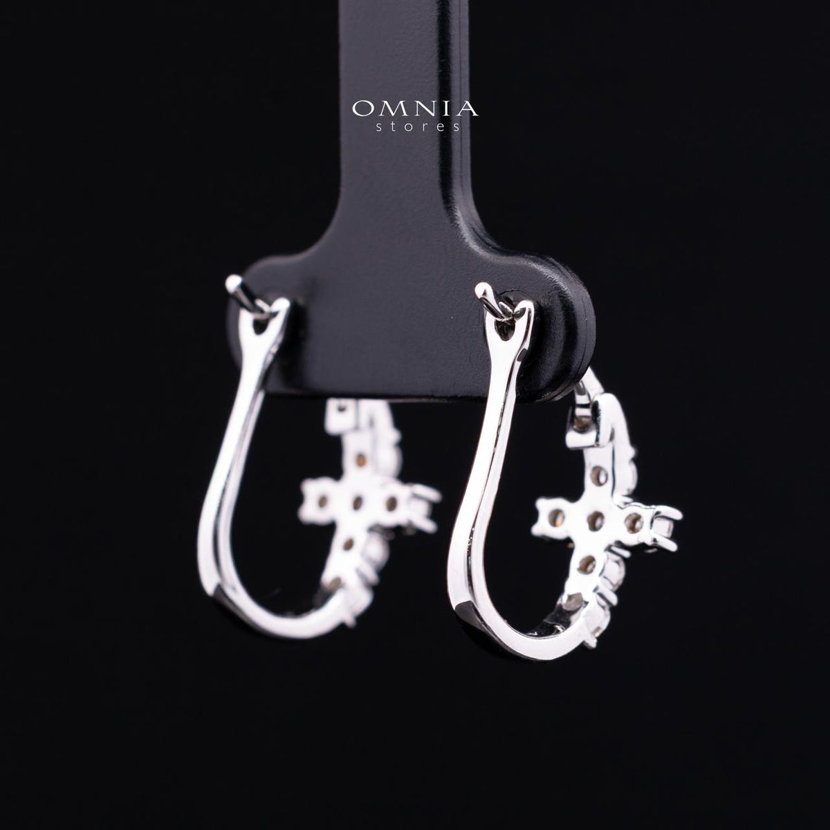 Mireya White Moissanite Cross Hoop Earrings with GRA Certificate – 925 Sterling Silver, 2.5mm Round Stones