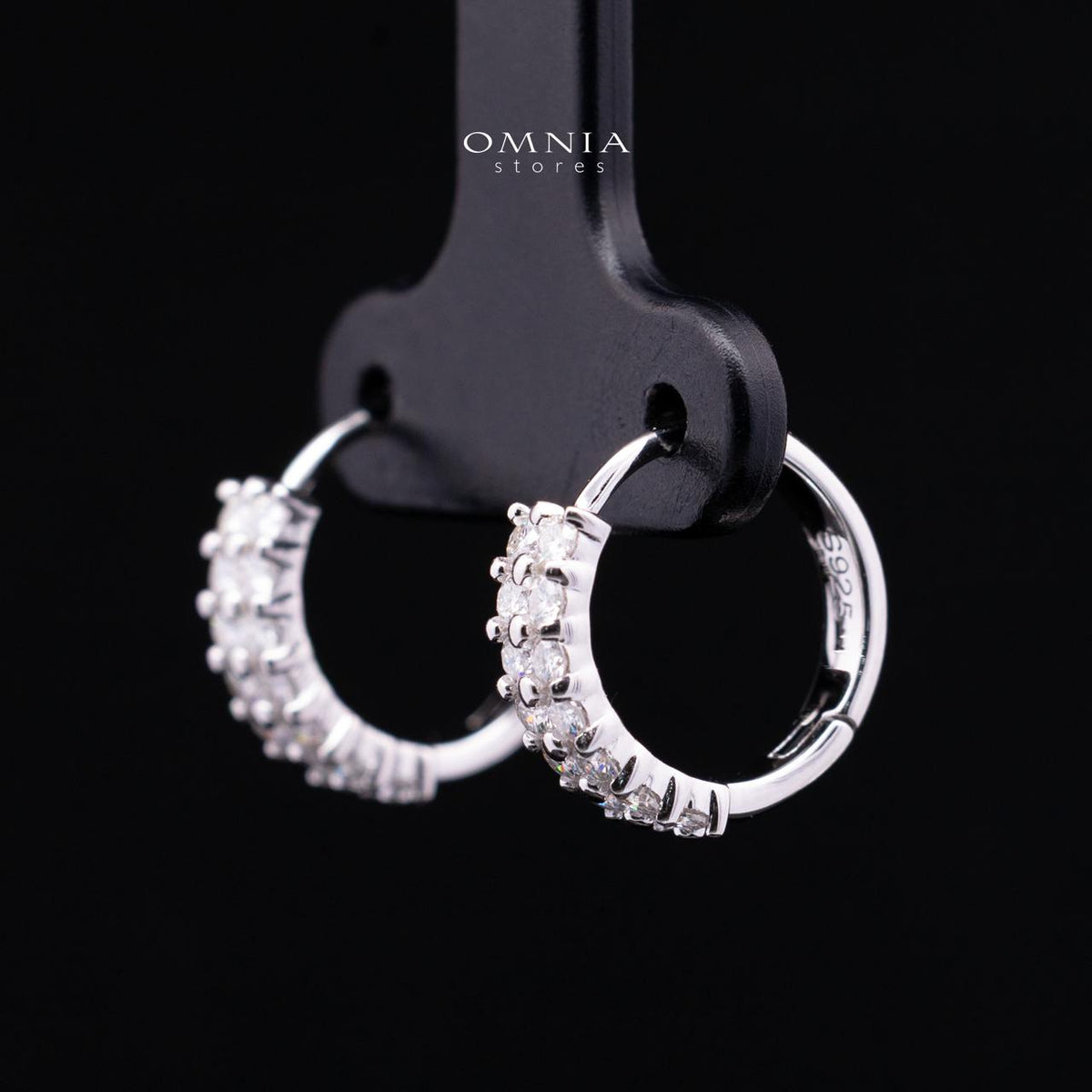 Valencia White Moissanite Half Pavé Huggie Hoop Earrings with GRA Certificate – 925 Sterling Silver, 1.8mm Round Stones