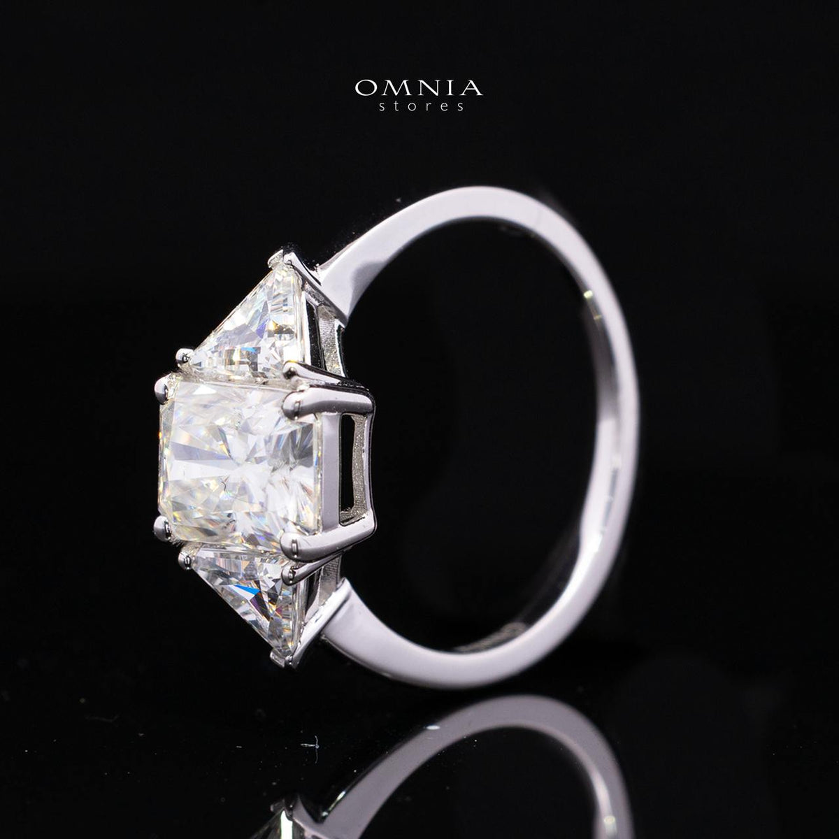 Latimah White Moissanite Ring with GRA Certificate Radiant 6x8mm (2ct) Simulated Diamond 925 Sterling Silver