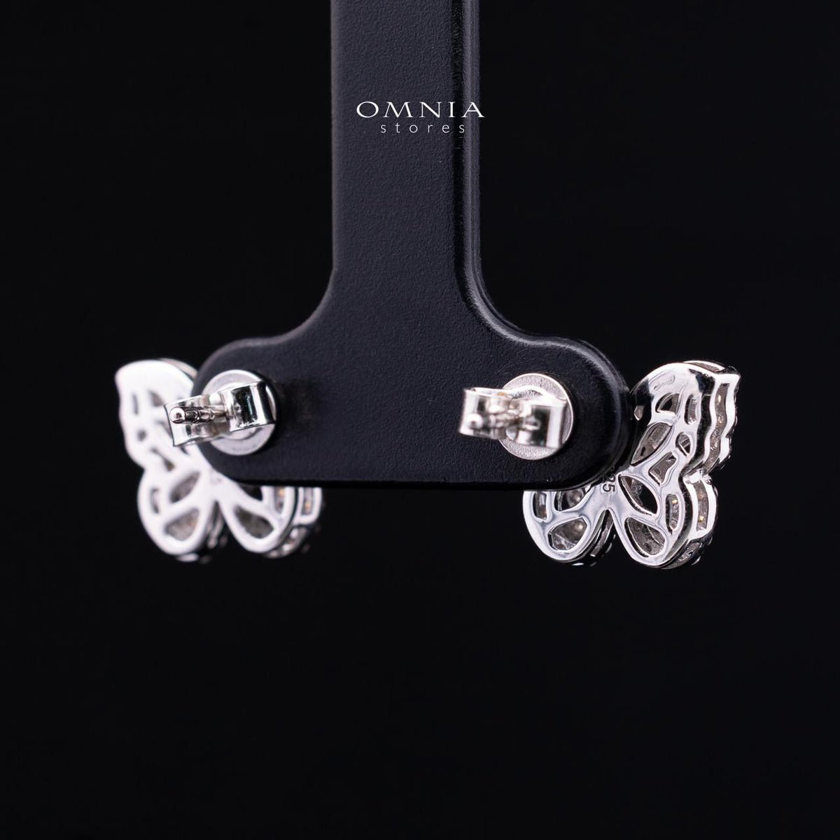 Lydia White Moissanite Butterfly Cluster Stud Earrings, Rhodium-Plated 925 Sterling Silver