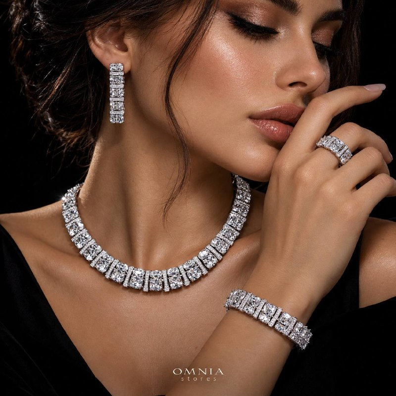Omnia Marley White Bridal Full Set In High Quality Zircon Stone Premium Rhodium Plated
