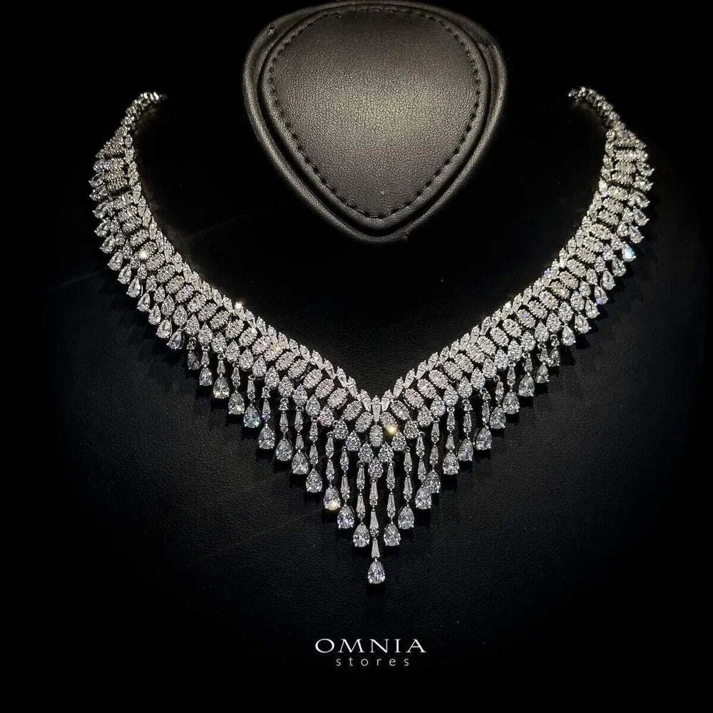 Omnia Miyah White Luxury Bridal Full Set in High Quality Rhodium Plated Zircon Stones