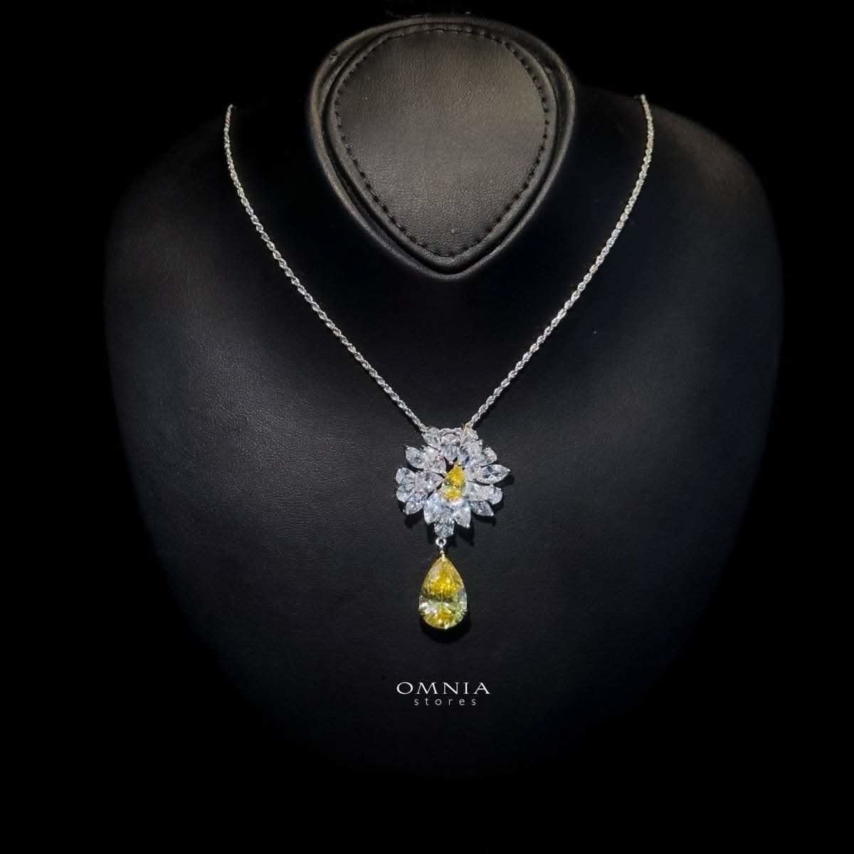 Omnia Nakaret Yellow Necklace 92.5 Silver In High Quality Simulated diamonds - OMNIASTORES UAE