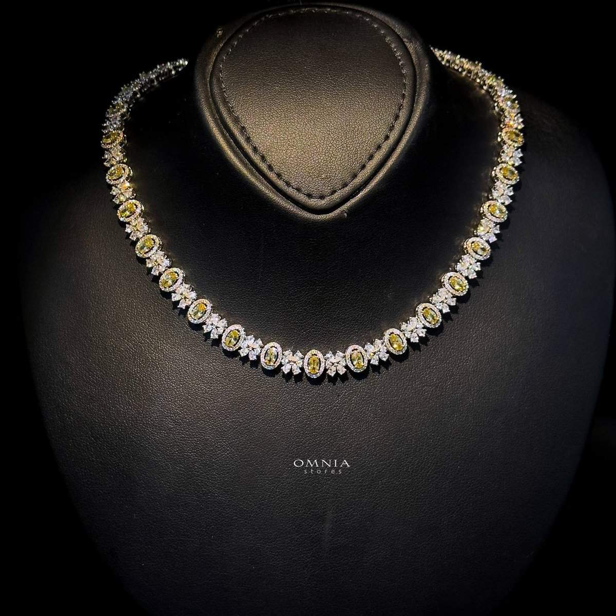 Omnia Mira Yellow Bridal Full Set Accessories in High Quality Zircon Stone Premium Rhodium Plated - OMNIASTORES UAE
