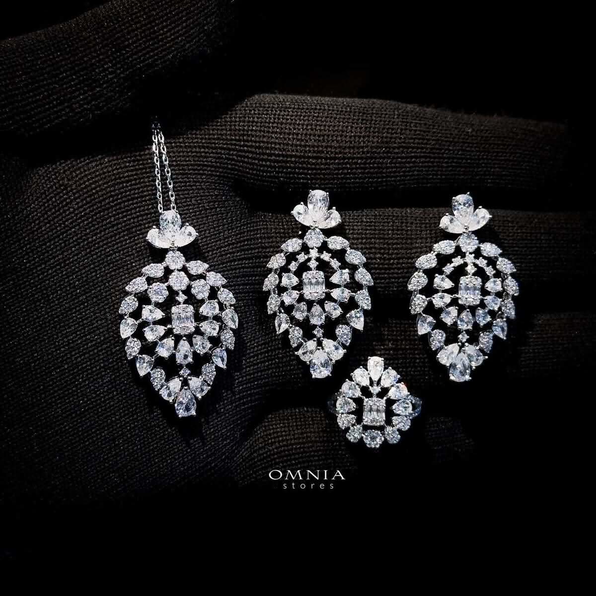 Omnia Ashwaq White Set in High Quality Zircon Stone - OMNIASTORES UAE