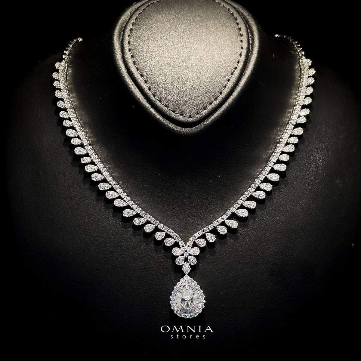 Omnia Sophia Teardrop Bridal Full Set in 92.5 Silver with High Quality Simulated Diamonds - OMNIASTORES UAE