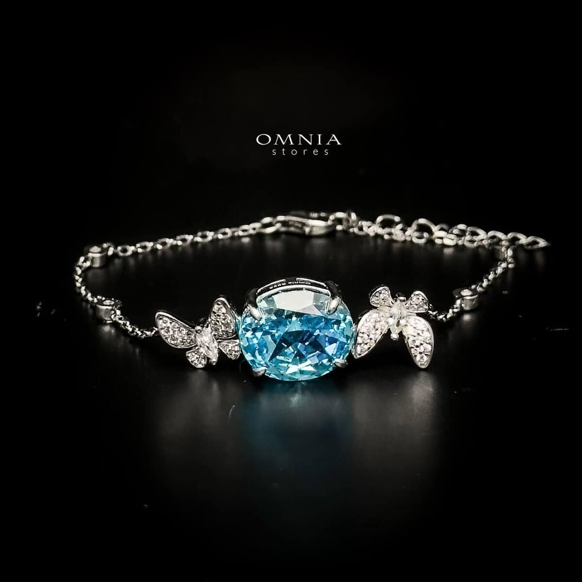 Omnia Maysun Baby Blue Bracelet in 92.5 Silver with High Quality Simulated Diamonds - OMNIASTORES UAE