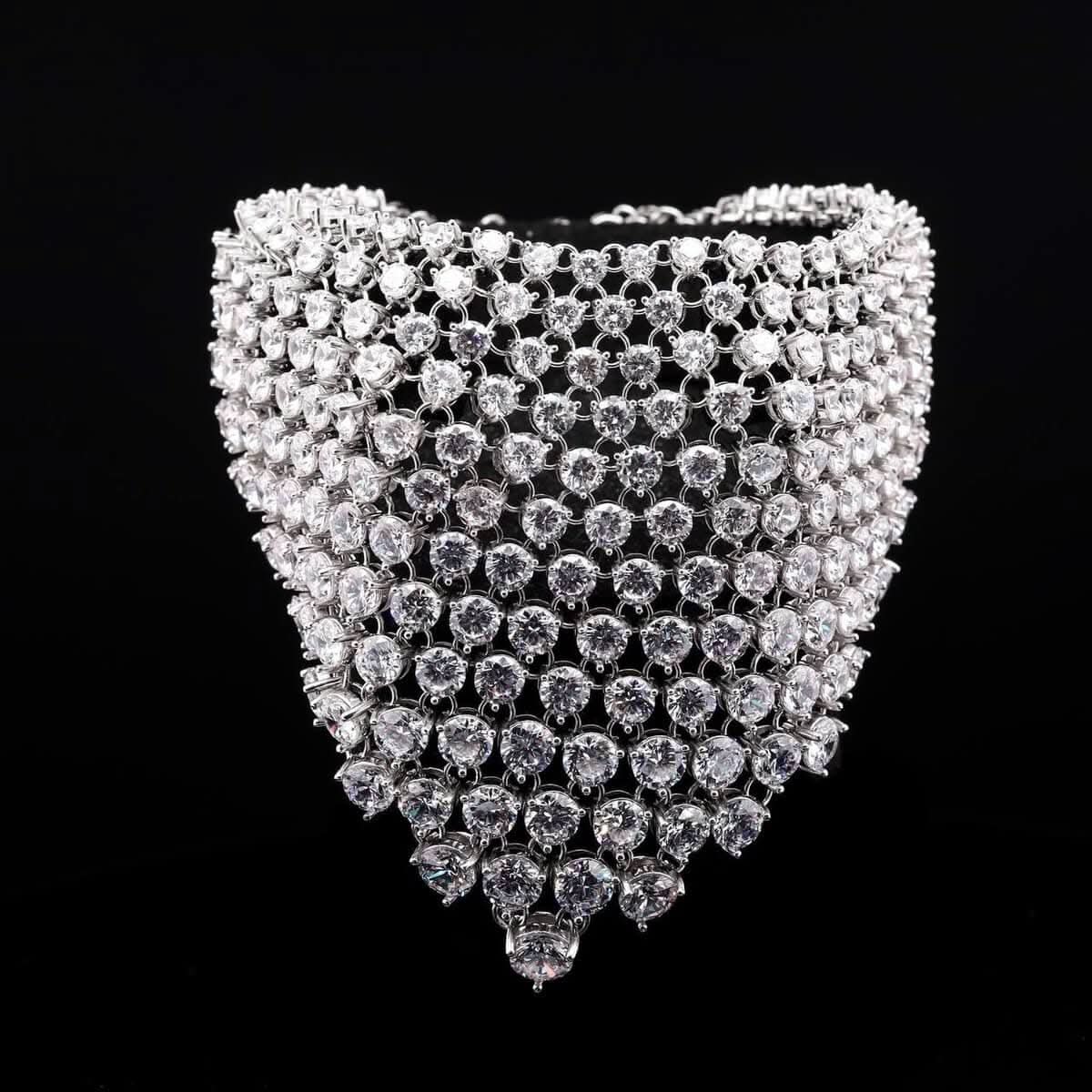 Omnia Luxury Simulated Diamond Mesh Bracelet in 92.5 Pure Silver with High Quality Simulated Diamonds - OMNIASTORES UAE