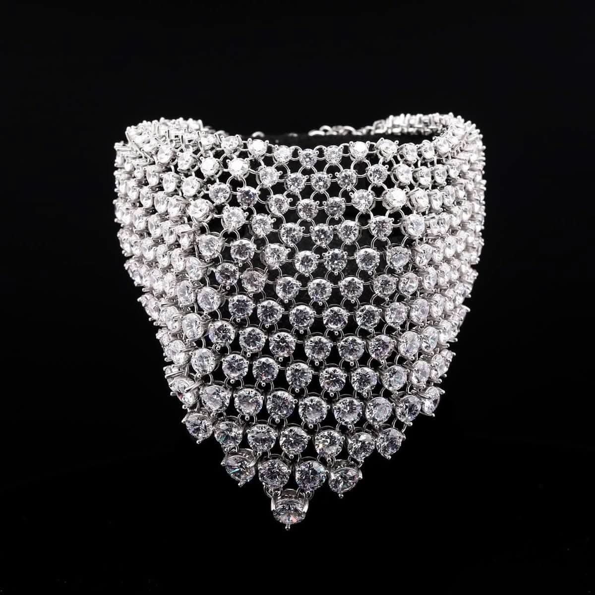 Omnia Luxury Simulated Diamond Mesh Bracelet in 92.5 Pure Silver with High Quality Simulated Diamonds - OMNIASTORES UAE