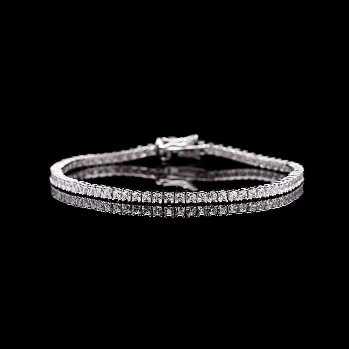 Omnia Muhsina 2mm Square Cut Tennis Bracelet in 925 Silver High Quality Simulated diamonds - OMNIASTORES UAE
