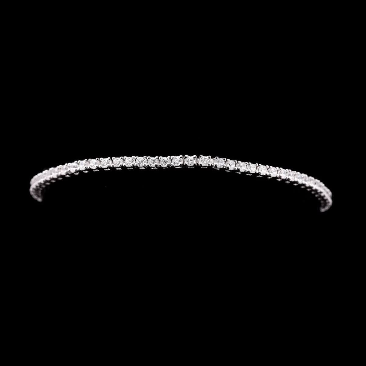 Omnia Imani Slim Tennis Bracelet 2mm in 92.5 Silver with Radiant-Cut High-Quality Simulated Diamonds - OMNIASTORES UAE