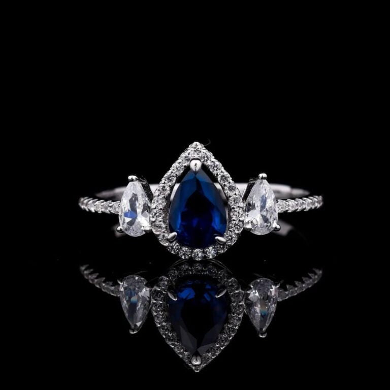 Sundus Blue Bridal Full Set – Premium Rhodium Plated with High-Quality Zircon Stones