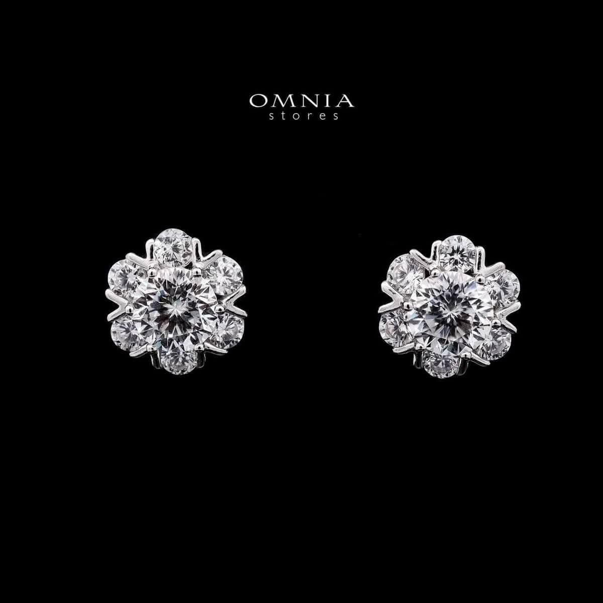 Omnia Blossom Cluster Stud Earrings in 925 Sterling Silver with High-Quality Iced Cut Stones - OMNIASTORES UAE