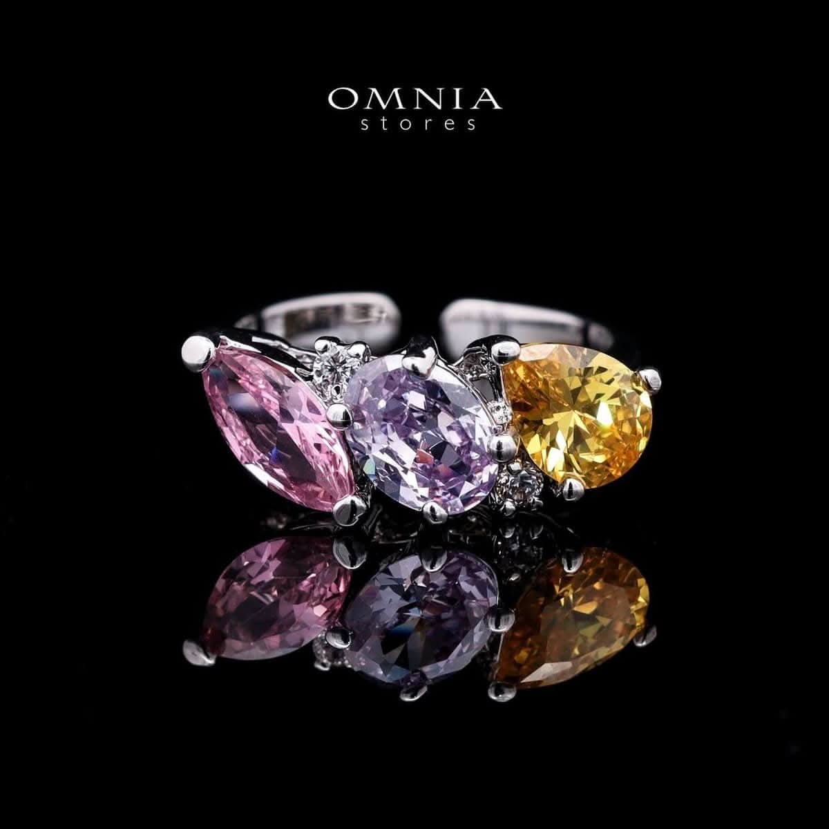 Omnia Artemis Baby Pink Multi-Colored Bridal Set with Round and Oval Cut High Quality Simulated Diamonds Premium Rhodium Plated - OMNIASTORES UAE
