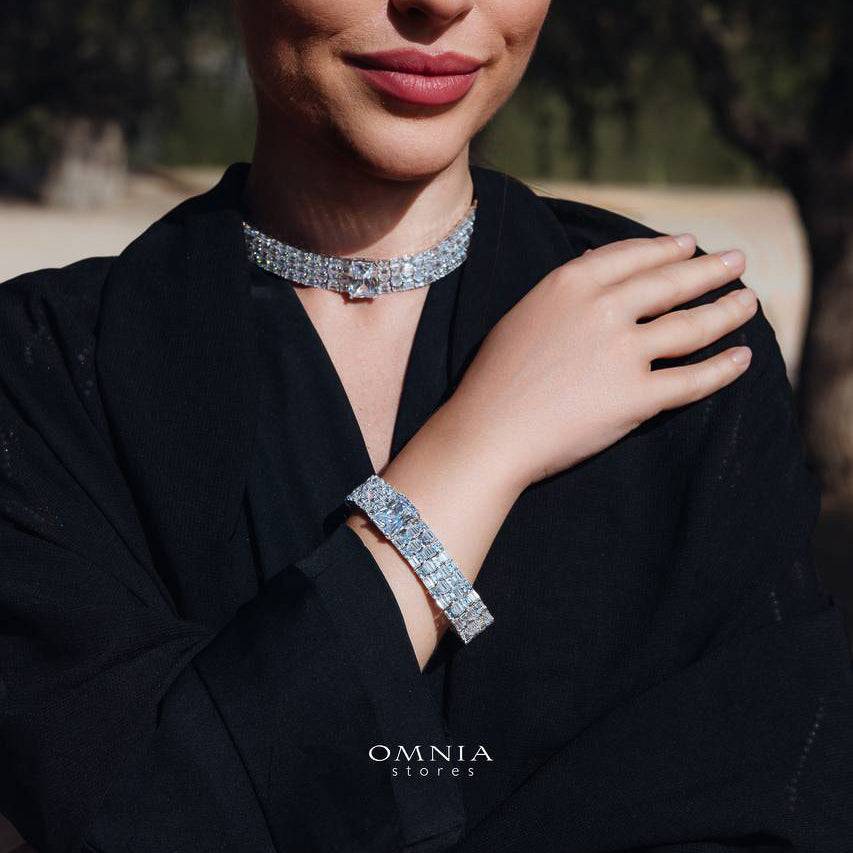 Omnia Zeina Silver Set in 925 Silver with High-Quality Simulated Diamonds - OMNIASTORES UAE