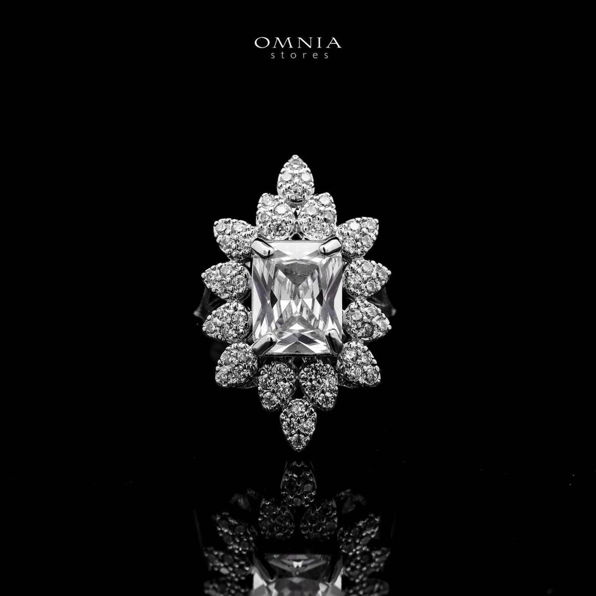 Omnia Blair Pure White Bridal Full Set with Marquise and Emerald-Cut High Quality Simulated Diamonds Premium Rhodium Plated - OMNIASTORES UAE