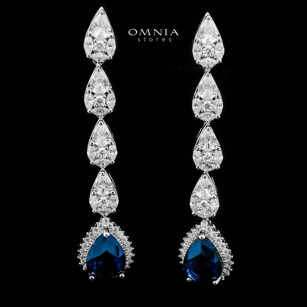 Omnia Radya Blue Bridal Full Set in High Quality Zircon Stone Premium Rhodium Plated - OMNIASTORES UAE